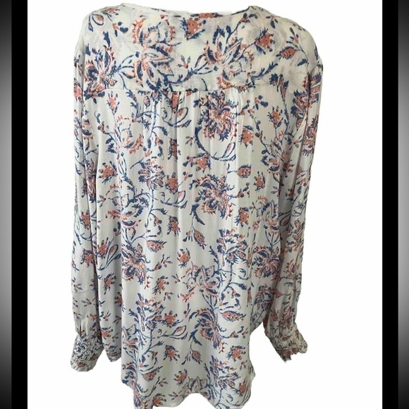 Lucky Brand Long Sleeve Lightweight White Floral Print Top XL - Picture 4 of 6